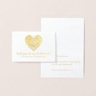 Will You Be My Bridesmaid? Trendy Heart Foil Card