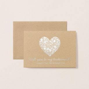 Will You Be My Bridesmaid? Trendy Heart Foil Card
