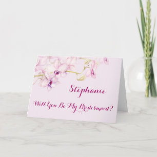 Will You Be My Bridesmaid Tropical Orchids Card