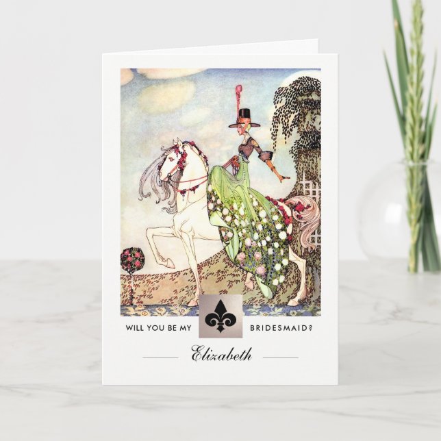 Will you be my Bridesmaid? Vintage Art  Invitation (Front)