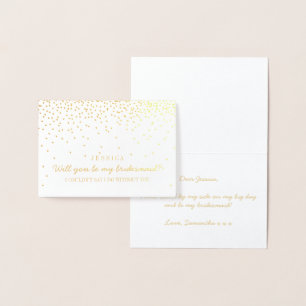 Will You Be My Bridesmaid? Vintage Confetti Foil Card