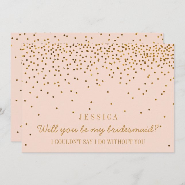 Will You Be My Bridesmaid? Vintage Confetti Invitation (Front/Back)