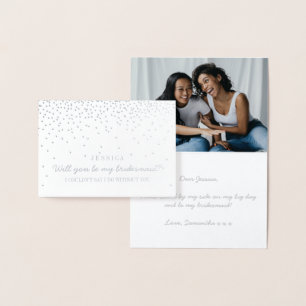 Will You Be My Bridesmaid? Vintage Confetti Photo  Foil Card