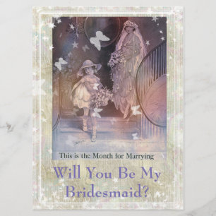 Will You Be My Bridesmaid Vintage Green Invitation