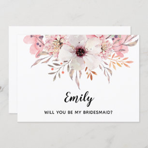 Will You Be My Bridesmaid? Watercolor Floral Card