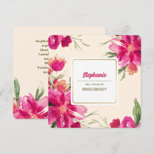 Will you be my Bridesmaid? Watercolor Floral Invitation