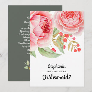 Will you be my Bridesmaid? Watercolor Floral Invitation