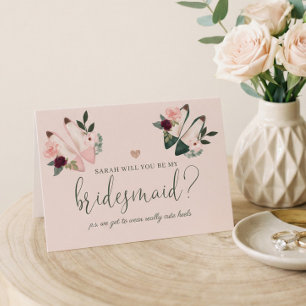 Will You Be My Bridesmaid? Watercolor High Heels Card