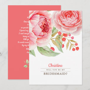 Will you be my Bridesmaid? Watercolor Invitations