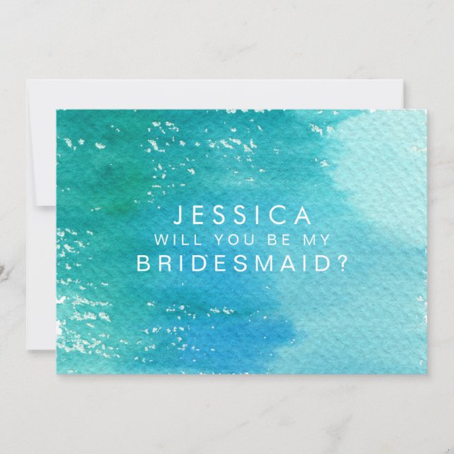 Will You Be My Bridesmaid Watercolor Wash Invitation (Front)
