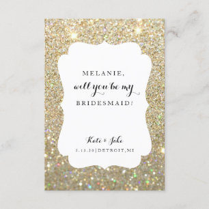 Will You Be My Bridesmaid - Wed Day Gold Glitter Invitation