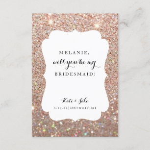 Will You Be My Bridesmaid - Wed Day Rose Glitter Invitation