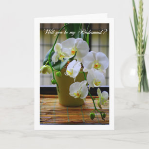 Will You Be My Bridesmaid, White Orchids? Invitation