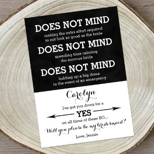 Will You Be My Bridesmaid Who Does Not Mind Invitation
