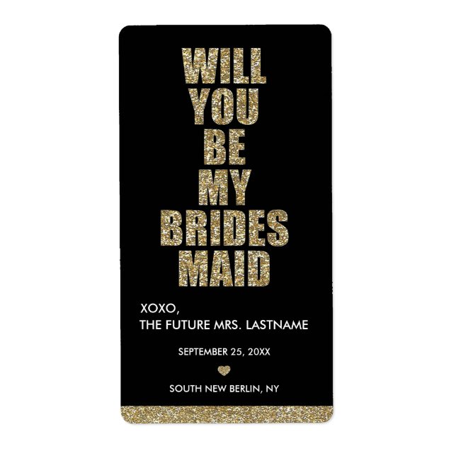 Will You Be My Bridesmaid? WINE LABEL (Front)