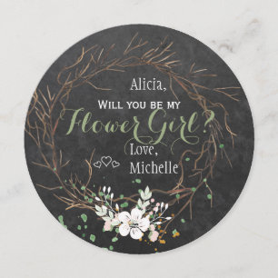 Will you be my bridesmaid winter modern chalkboard invitation
