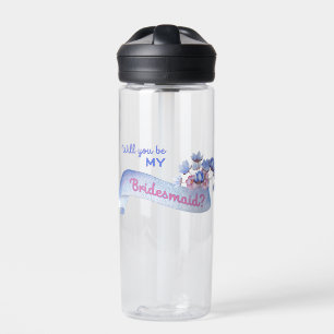 Will You Be My Bridesmaid with Flowers Water Bottle