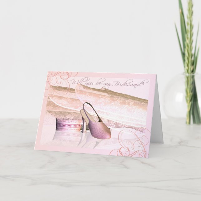 Will you be my Bridesmaid? With soe veil and garte Invitation (Front)
