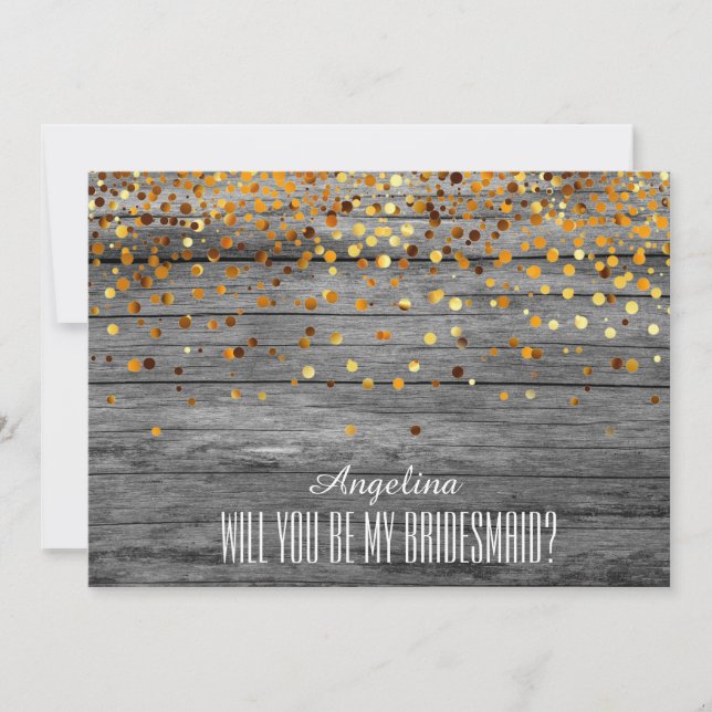 Will you be my bridesmaid? Wood Background Invitation (Front)