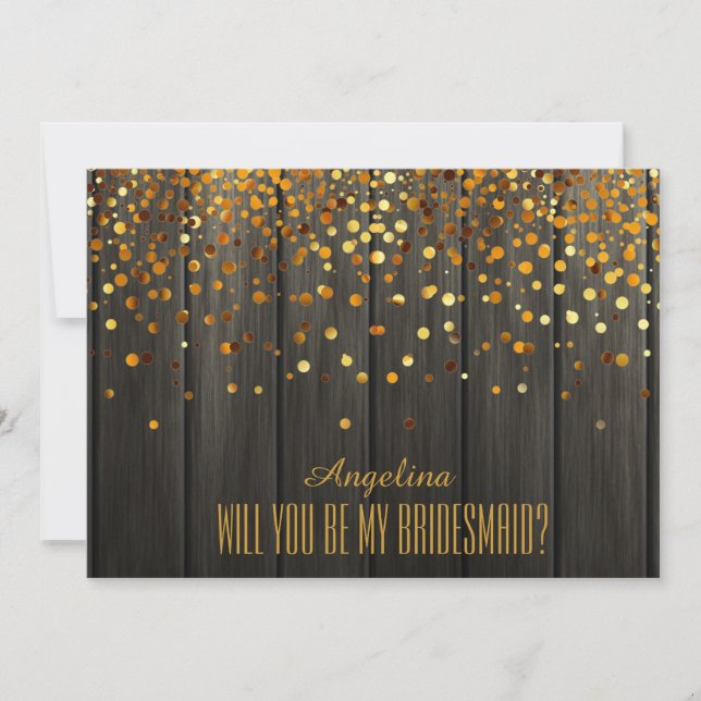 Will you be my bridesmaid? Wooden Background Invitation (Front)