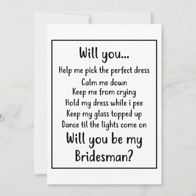 Will you be my Bridesman Announcement (Front)