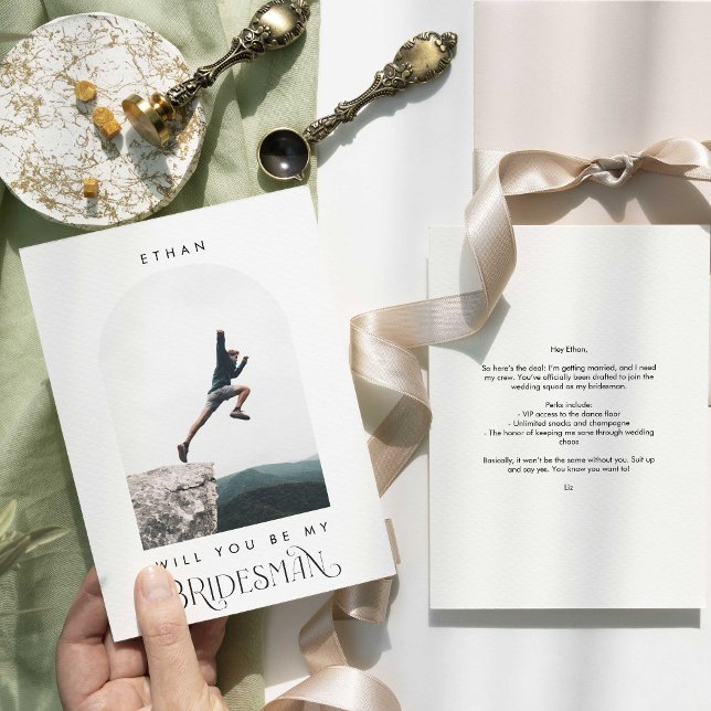 Will you be my Bridesman Minimal Photo Modern Arch Invitation (Creator Uploaded)
