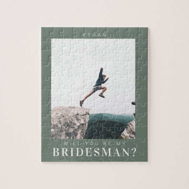 Will you be my Bridesman Minimalist Photo Modern Jigsaw Puzzle (Vertical)