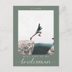 Will you be my Bridesman Minimalist Photo Modern Postcard