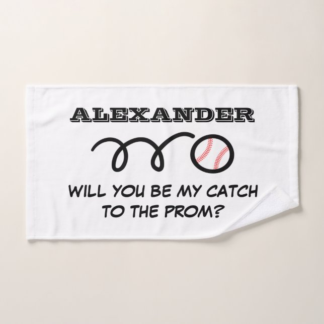 Will you be my catch to prom baseball promposal hand towel (Hand Towel)