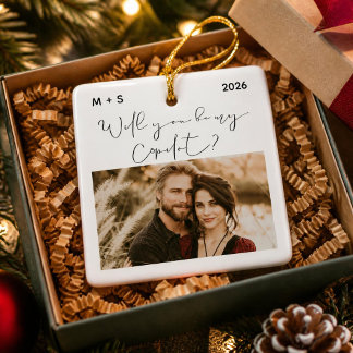 Will You Be My Copilot Engagement Christmas Ceramic Ornament