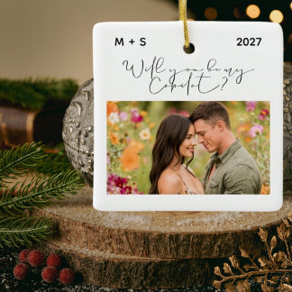 Will You Be My Copilot Engagement Christmas Ceramic Ornament