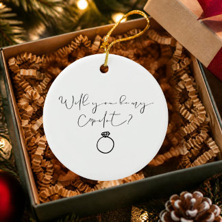 Will You Be My Copilot Pilot Engagement Christmas Ceramic Tree Decoration