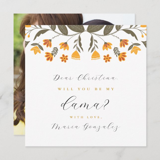Will you be my Dama Proposal Quinceanera Photo Invitation (Front/Back)