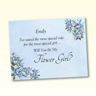 Will You Be My Flower Girl?  Blue Peony Card