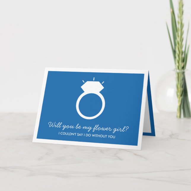 Will You Be My Flower Girl? Blue Ring Card (Front)