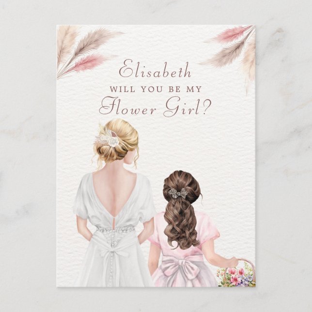 Will You Be My Flower Girl Bridal Party Proposal  Postcard (Front)