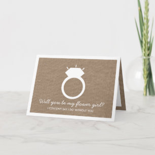 Will You Be My Flower Girl? Burlap Ring Card