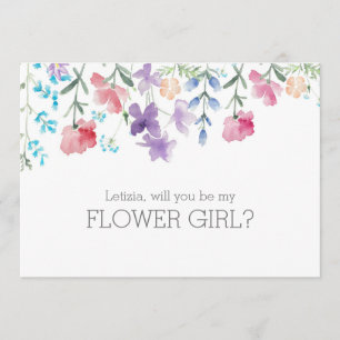 Will You Be My Flower Girl Colourful Floral Invitation