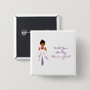 "Will You Be My Flower Girl" Customizable  15 Cm Square Badge
