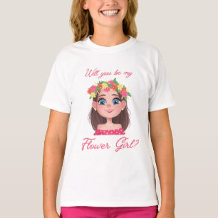 will you be my flower girl? cute pink kids T-Shirt
