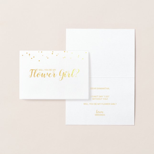 Will You Be My Flower Girl? Elegant Confetti Gold Foil Card (Display)