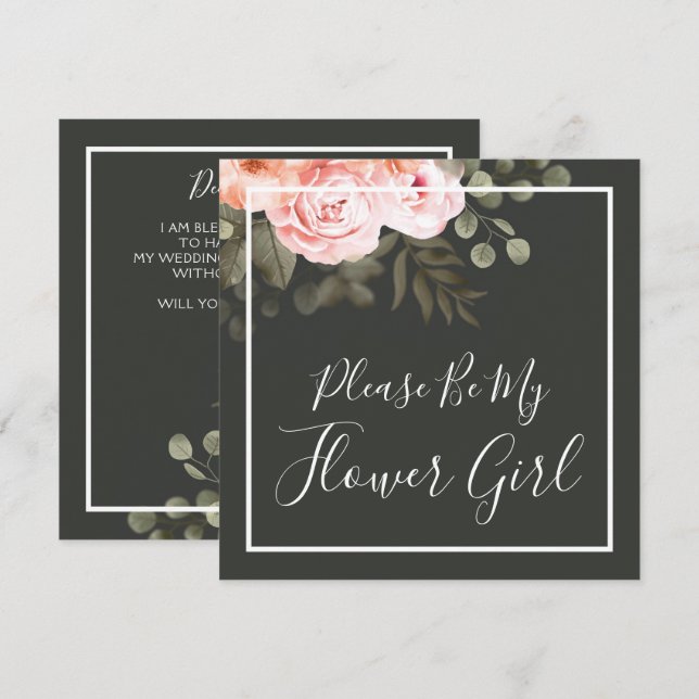 Will You Be My Flower Girl Elegant Floral Card (Front/Back)