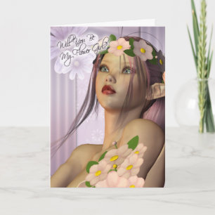 Will you be my Flower Girl elf bridal card pretty