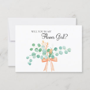 Will You Be My Flower Girl Eucalyptus Green Peach