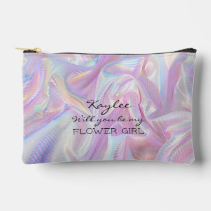 Will You Be My Flower Girl Faux Hologram Accessory Pouch