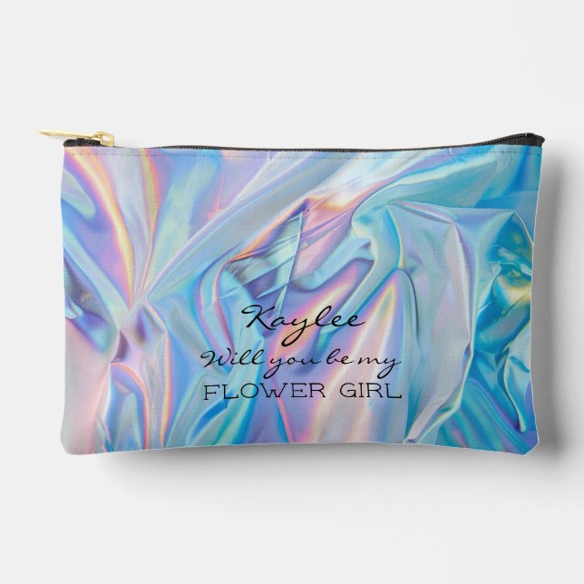 Will You Be My Flower Girl Faux Hologram  Accessory Pouch (Front)