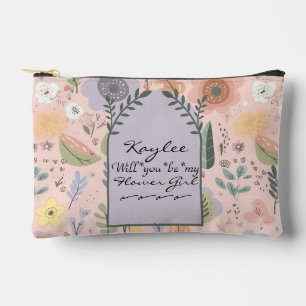 Will You Be My Flower Girl Floral Accessory Pouch