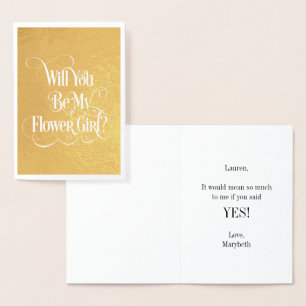 Will You Be My Flower Girl Gold Foil Card