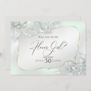 Will You Be My Flower Girl Honeydew Shimmer Invitation