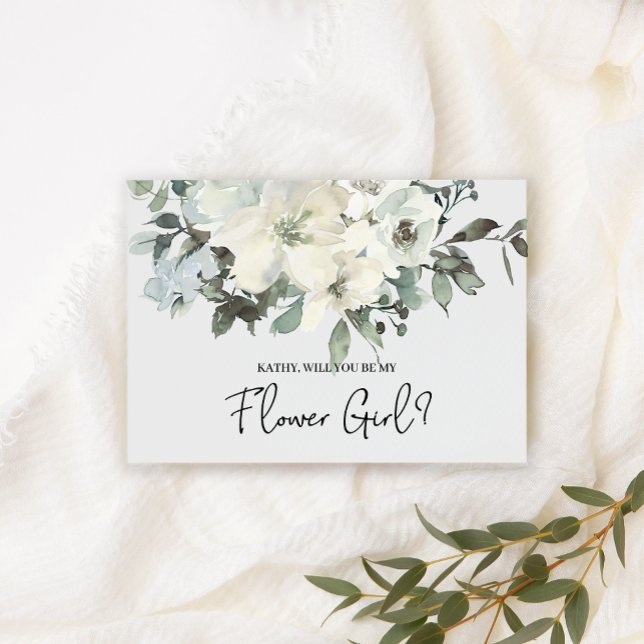 Will You Be My Flower Girl Ivory White Floral (Creator Uploaded)